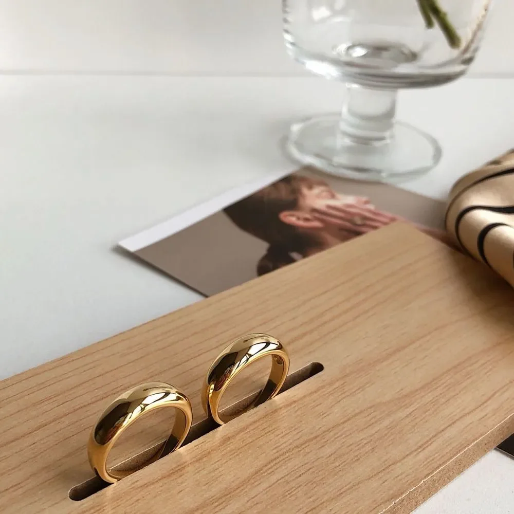 18K Thick Gold Plated Minimalistic Narrow Dome Ring